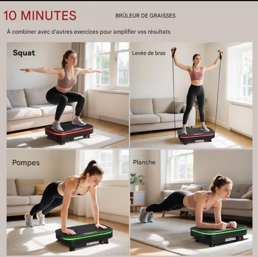 🔥 Plateforme Vibrante Fitness – Perds du ventre en 10 min/jour sans salle !