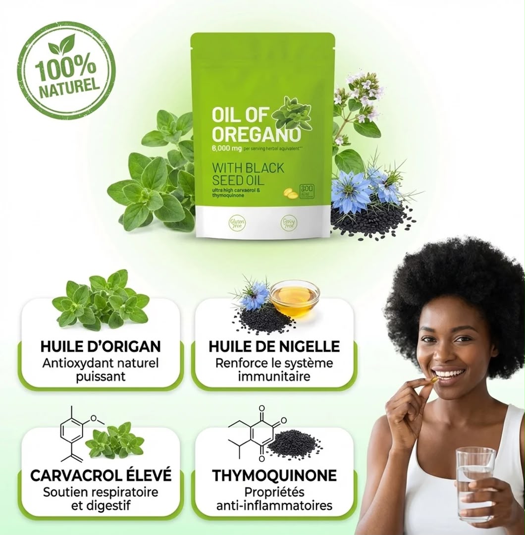 Huile d’Origan + Huile de Nigelle – 300 Gélules